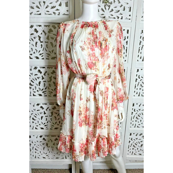 Alex Marie Women’s Michaela Floral Belted Pleated Dress Size 10 - Picture 1 of 15